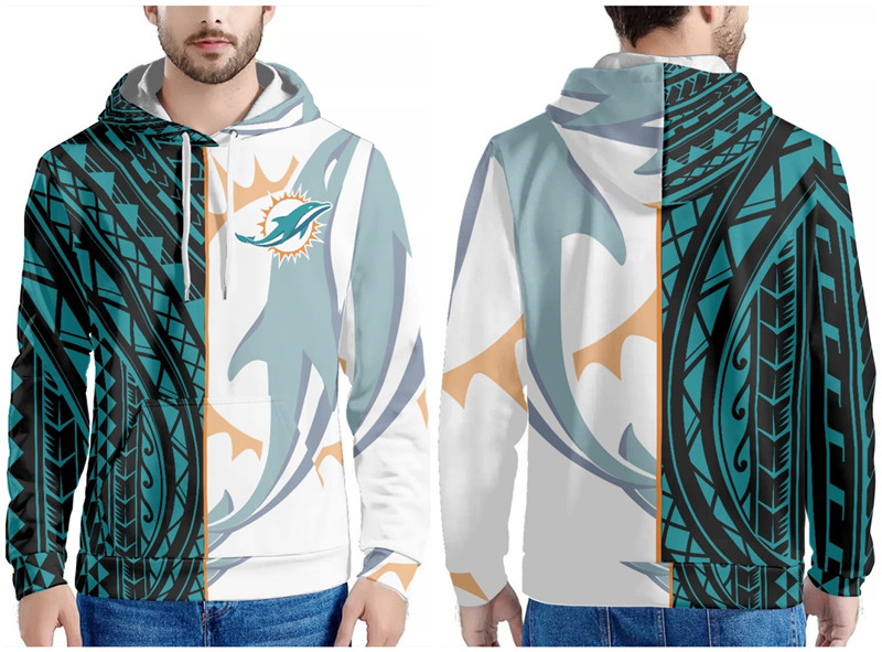 Men's Miami Dolphins Aqua/Black/White Pullover Hoodie